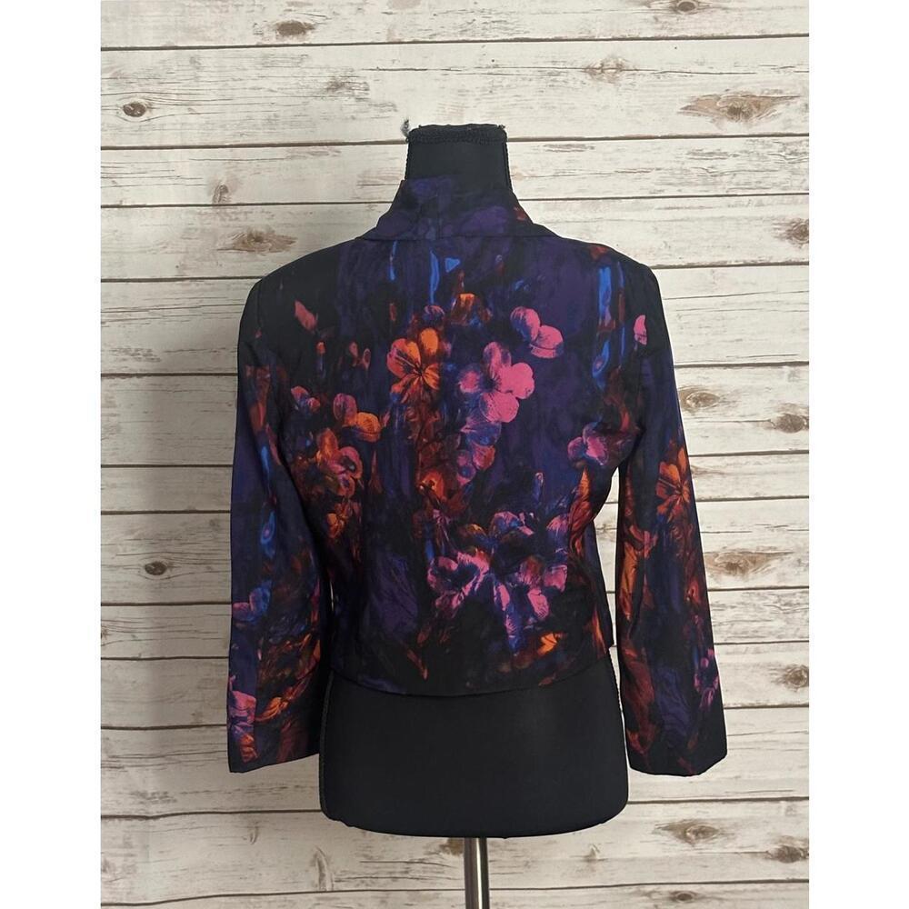 *SOLD* bebe office siren multicolored floral shawl collar open jacket Size XS - Picture 5 of 6
